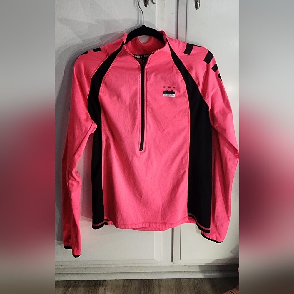 Victorias Secret Ultimate PINK 1/4 Zip Athletic Pullover Shirt Top Large Stretch